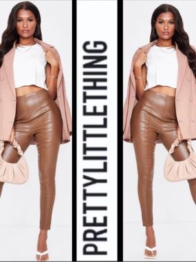 NWT PLT Chocolate Faux Leather Stretch Legging